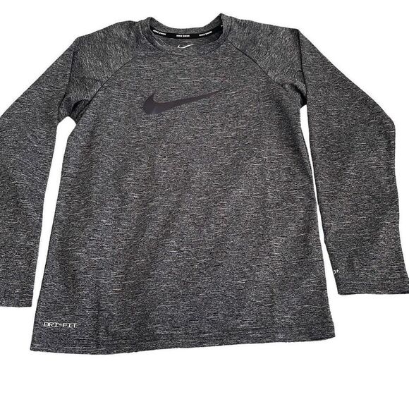 NWOT! Nike Swim Heather Gray UPF 40+ Dri-Fit Long Sleeve Shirt - Youth M - Picture 1 of 6